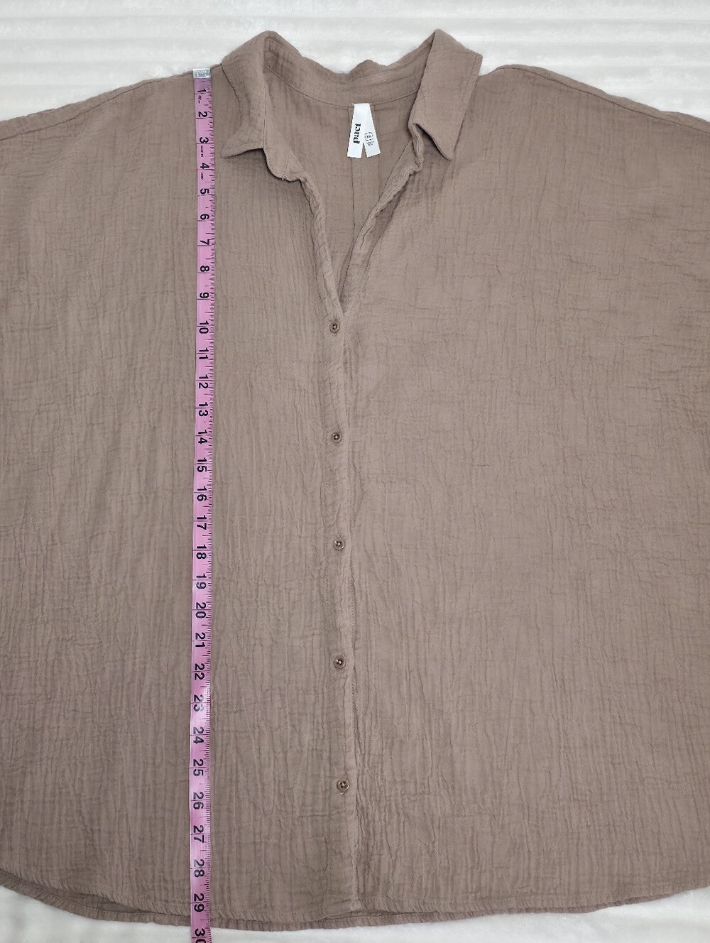 Pact Organic Coastal Double Gauze Oversized Shirt, XL, Driftwood Brown, Cotton - Picture 9 of 11